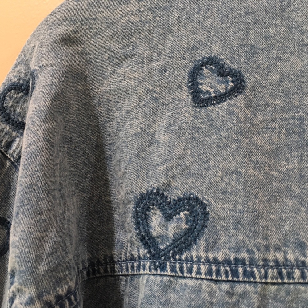 NWT Jane And Delancey Womens L Shirt Heart Print Embroidery Blue Chambray Button - Picture 4 of 7
